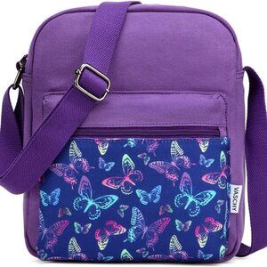 Messenger Bag for Girls, Lightweight Canvas Crossbody Bag Purse for Teen Girls W